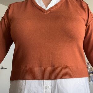 Adrianna Papell Terracotta V-Neck Sweater
